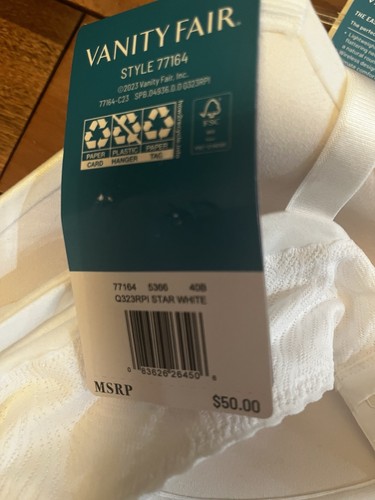 Vanity Fair Damen BH ohne Bügel leichter weiß Größe 40B Style 77164 Spitze neu - Bild 6 von 11