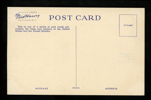 Military postcard US UN United Nations flag recognition chart linen Fred Harvey - Picture 2 of 2