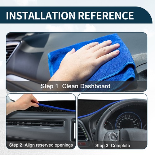 Dashboard Dash Cover Mat Lid for Honda Fit 2014-2020 Sunshade Lid Black Blue - Picture 8 of 8