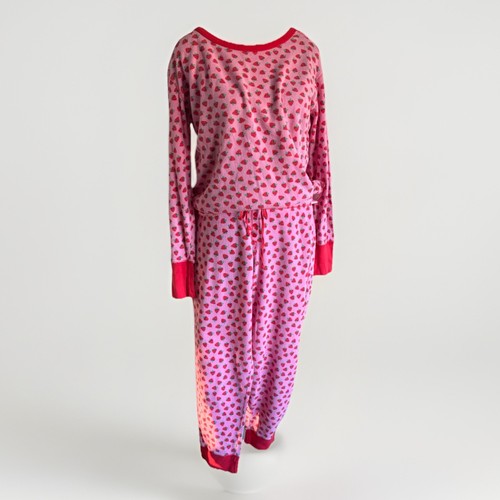 Vintage 90s Victoria Secret Strawberry Thermal Pajama Set - Large, Pink Coquette - Picture 2 of 12
