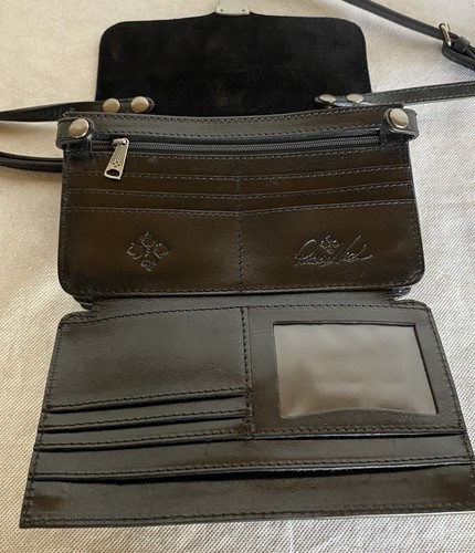 PATRICIA NASH Bianco Black Leather Convertible Crossbody Organizer Purse - Picture 14 of 23
