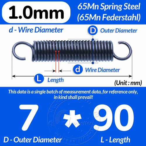 L=20-300mm Zugfeder mit Haken, Zugfedern Feder Federstahl, d=1,0mm, D=5-12mm - Picture 81 of 179