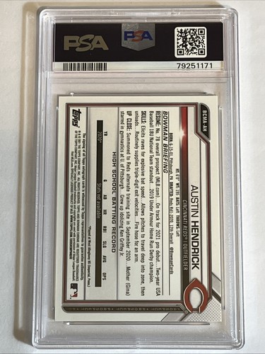 2021 Bowman Chrome Mega Box Autograph #BCMA-AH Austin Hendrick PSA 9 MINT - Picture 2 of 2