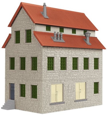 MTH 30-90188 O Granary Layout Building Gray Stone w/Red Oxide Roof NIB