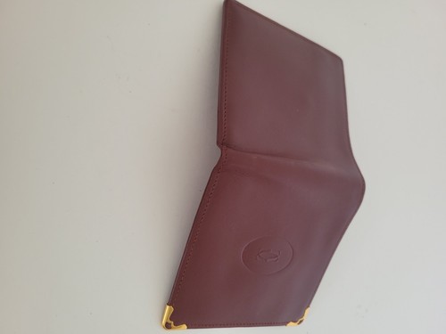 Must de Cartier Herren-Geldbörse aus Leder mit Doppelfaltung bordeauxrot Medium Kartenschein toll - Bild 10 von 11