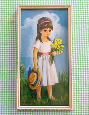 Vintage Dallas Simpson Original Frame & Glazed Print - ?Girl with Flowers? 