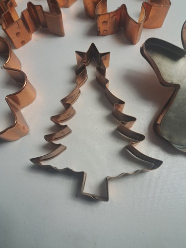 10 Piece Copper Cookie Cutter Lot. snowflakes tree angle snowman - Picture 7 of 9