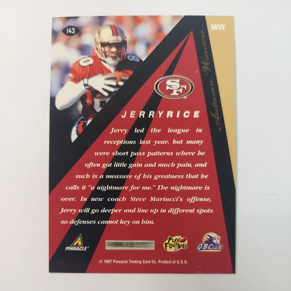 1997 Pinnacle Express Peak Performer Autumn Warriors Gold #143 Jerry Rice - Image 2 of 2