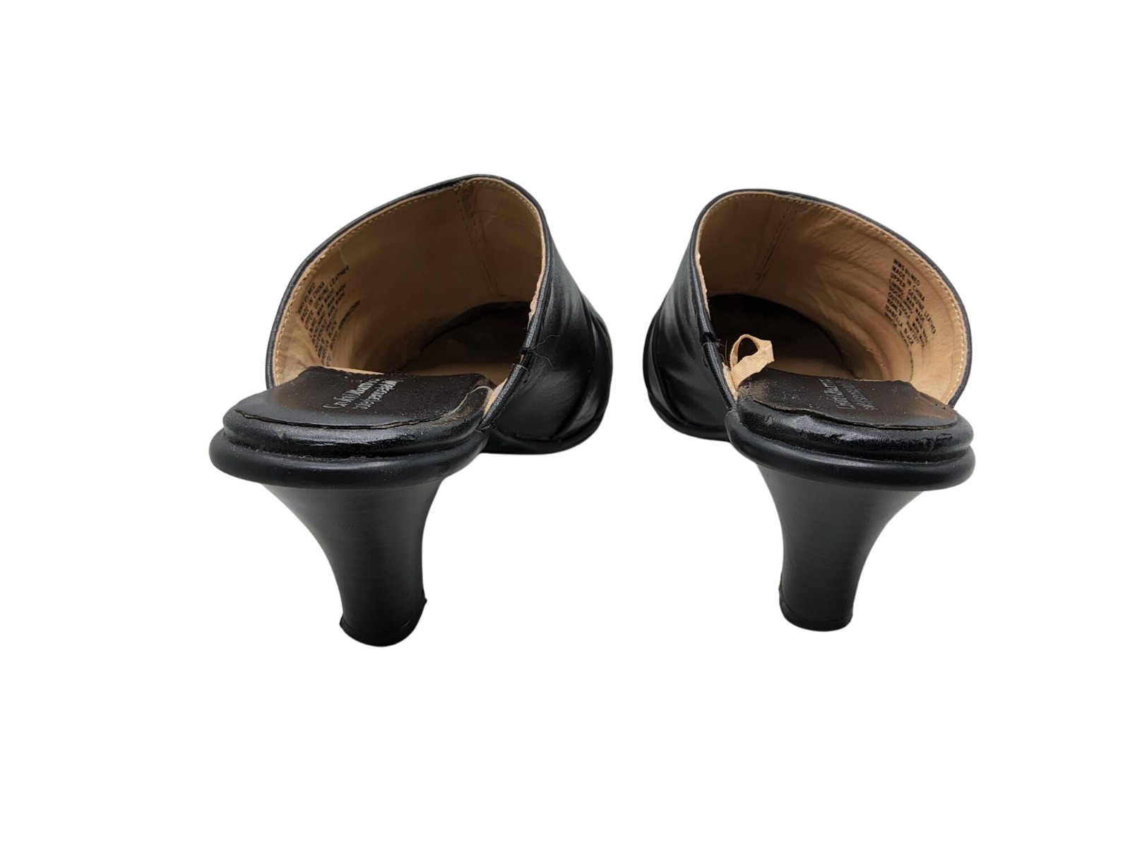 SAOLA Croft & Barrow Sole Sense Ability Isabella Nero Pelle Pieghettata Tacco 3" Mules