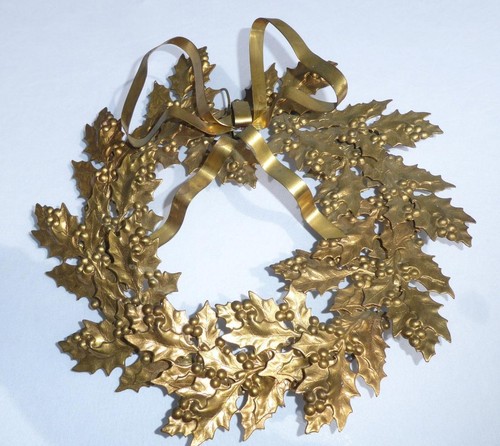 DE COLECCIÓN PETITES CHOSES LATÓN DRESDEN CORONA HOJAS DE ACEBO con BAYAS NAVIDAD