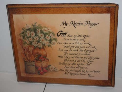 Vintage My Kitchen Gebet Wandrelief 11,5 x 9,5 Ken braun - Bild 3 von 5