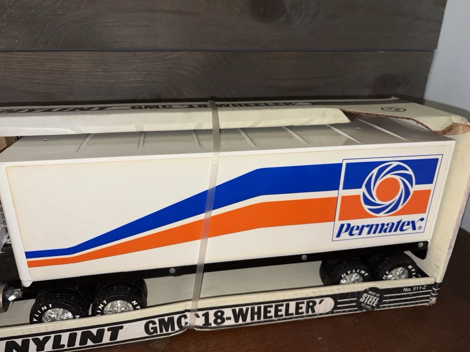Remolque tractor semirremolque NYLINT STEEL PERMATEX GMC 18 RUEDAS CON CAJA FS Foto 3 de 4