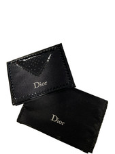 Dior Compact Pocket Mirror with Satin Pouch Black Patent Leather Trim New Rare