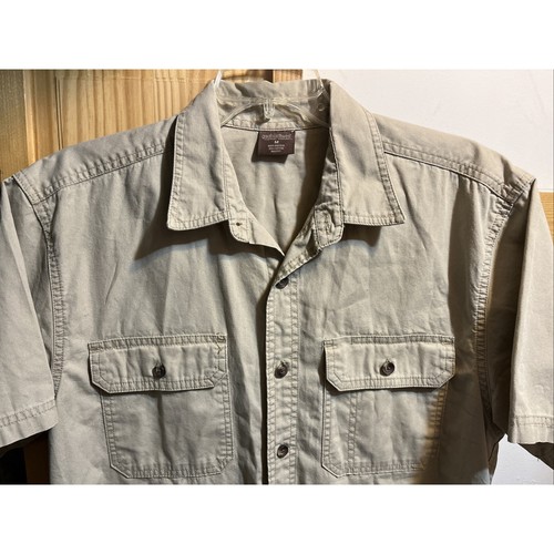 Great Northwest Shirt Men M Button Up Brown Short Sleeve Canvas Workwear Fishing - Picture 4 of 9