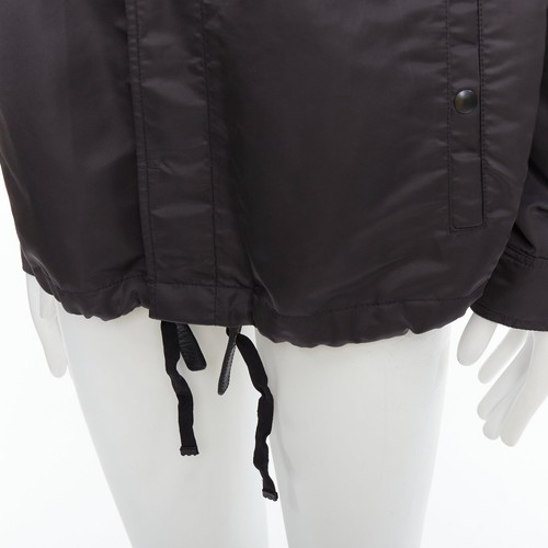 LANVIN black distressed nylon black buttons drawstring anorak IT50 L - Picture 8 of 10