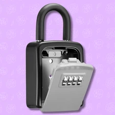 Lock Box Over-the-knob Door Handle Security Safe 4-Digit Combo 6 Key Waterproof