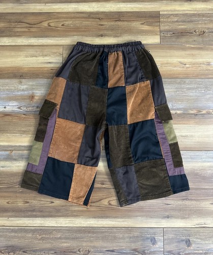 Ixchel Patchwork Corduroy Shorts Size M Multicolor Boho Festival Earth Tones - Picture 4 of 15