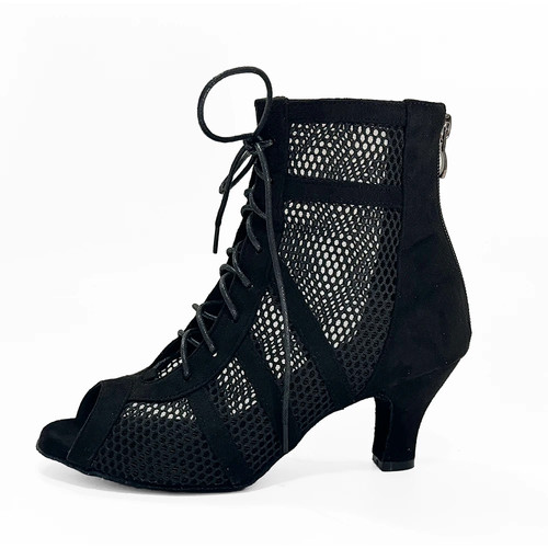 Botines de Baile con Cremallera Salsa Latina Gamuza Cuero Zapatos de Baile Mujeres Baile Tacón Alto - Imagen 3 de 14
