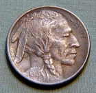 1913 P United States Buffalo Nickel 5 Cent Coin -AU With Full Horn -Lot 659