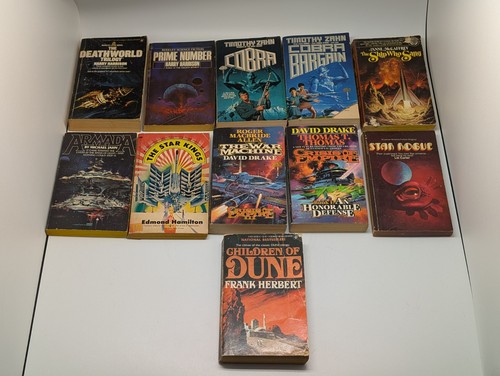 Vintage Lot of 11 Sci-Fi Paperback Books 70s-80s Drake, Herbert, Zahn + SEE DESC - Imagen 1 de 21