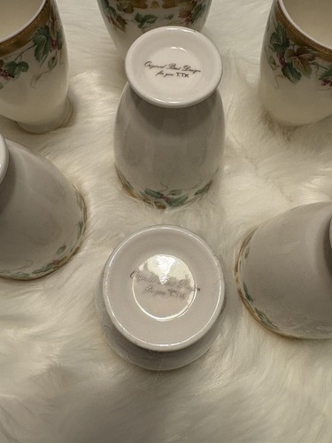 Vintage Toyo Tiki Kaisha T.T.K. Porzellan 8er Set Tassen mit Traubenmuster Goldrand - Bild 5 von 6