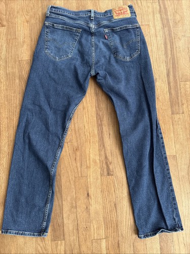Levi’s 505 Jeans Men’s Size 34X32 Dark Wash Blue Denim 100% Cotton - Picture 4 of 13