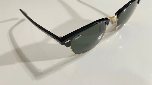 Gafas de sol Ray.Ban Clubmaster RB3016 W0365 51-21 145 3N lentes verdes doradas y negras Foto 4 de 4