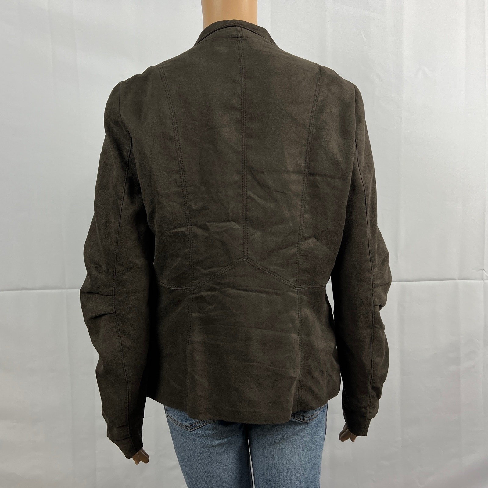 Zara Basic Womens LARGE Brown Microfiber Tie Open… - image 5