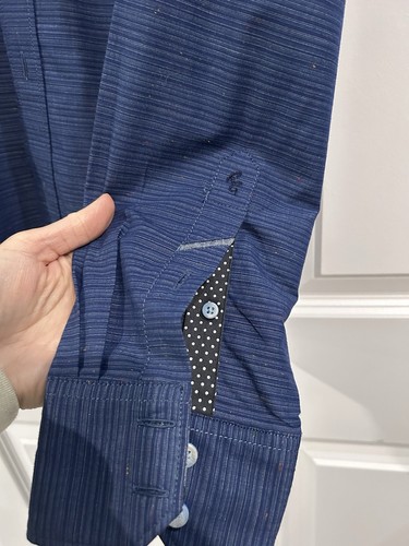 Robert Graham X Hemd Herren XL blau feine Streifen Kragen Knopfleiste Flip Manschette - Bild 5 von 10