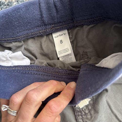 Boy Pull On Pants Gray Carter’s Size 8 Elastic Waist Flat Front - Picture 3 of 5