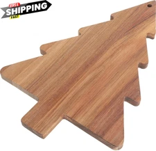 Luxshiny Christmas Tree Charcuterie Board, 15" Wooden Serving Tray for Brown 