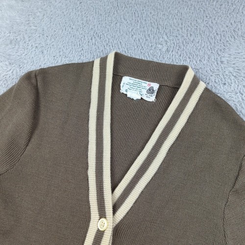 Maglione donna vero vintage anni 60 70 Sears JR Bazaar M marrone righe cardigan lana - Foto 3 di 13