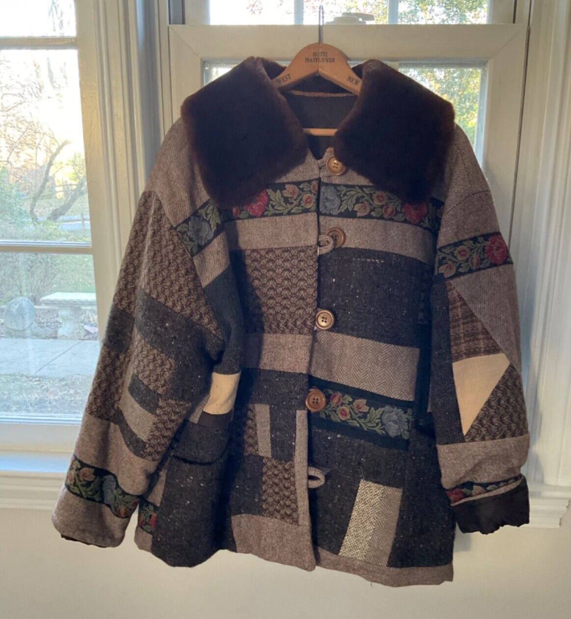 Austria Wool Patchwork Jacket with Shearling Coll… - image 1