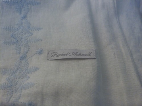 RACHEL ASHWELL COUTURE BLUE BOHEMIAN EMBROIDERED LINEN KING DUVET COVER SET 3PC - Picture 5 of 14