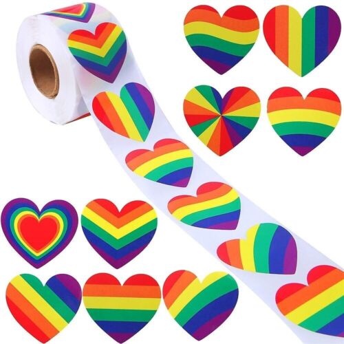 Valentines Love Heart Pride Rainbow Wedding Invite Craft Gift Labels Stickers - Picture 17 of 25