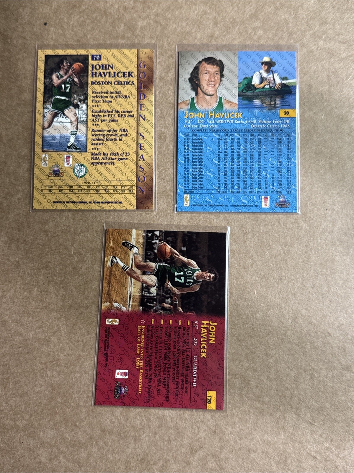 1996 topps stars members only John Havlicek 3 Card Lot