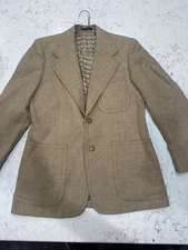70's Retro Vtg Blazer Sports Coat Sportsman Knit By Richman Bros Mens 39R Brown