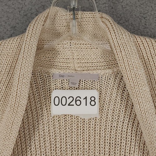 Gap Stone Beige Sleeveless Ribbed Racerback Knit Cardigan Womens Size Small - Picture 8 of 8