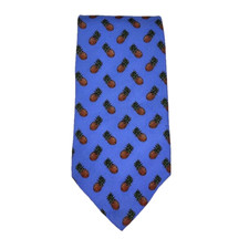 Brooks Brothers Makers All Silk Neck Tie Made in USA Blue Pineapple Mens