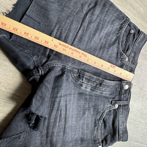 Everlane Rigid Way High Short Black Jean Shorts Raw Hem Cut Off Women's 30 - Picture 8 of 9