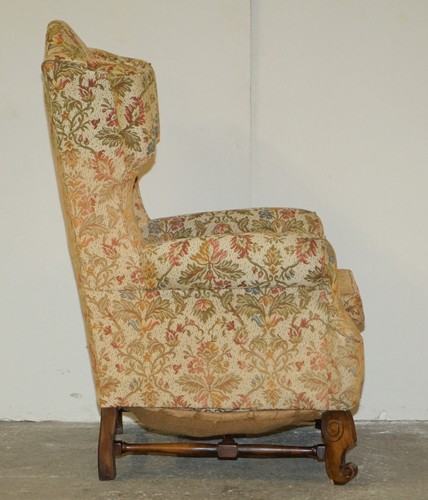 PAAR ANTIKE ITALIENISCHE CAROLEAN HOCHLEHNER OHRENSESSEL ZUM POLSTERN - Bild 22 von 24