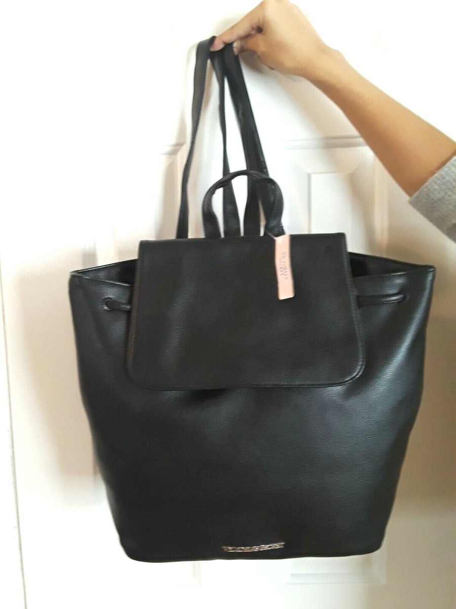 VS Black Faux Leather Backpack Carryall Tote Magnetic Snap  display picture 1
