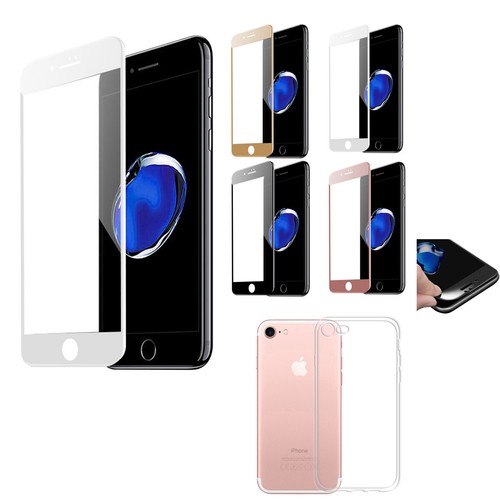  2x 3D Glasfolie für iPhone 8 Plus / 7 Plus Hart Schutzglas Folie + 2x TPU Hülle - Picture 1 of 11