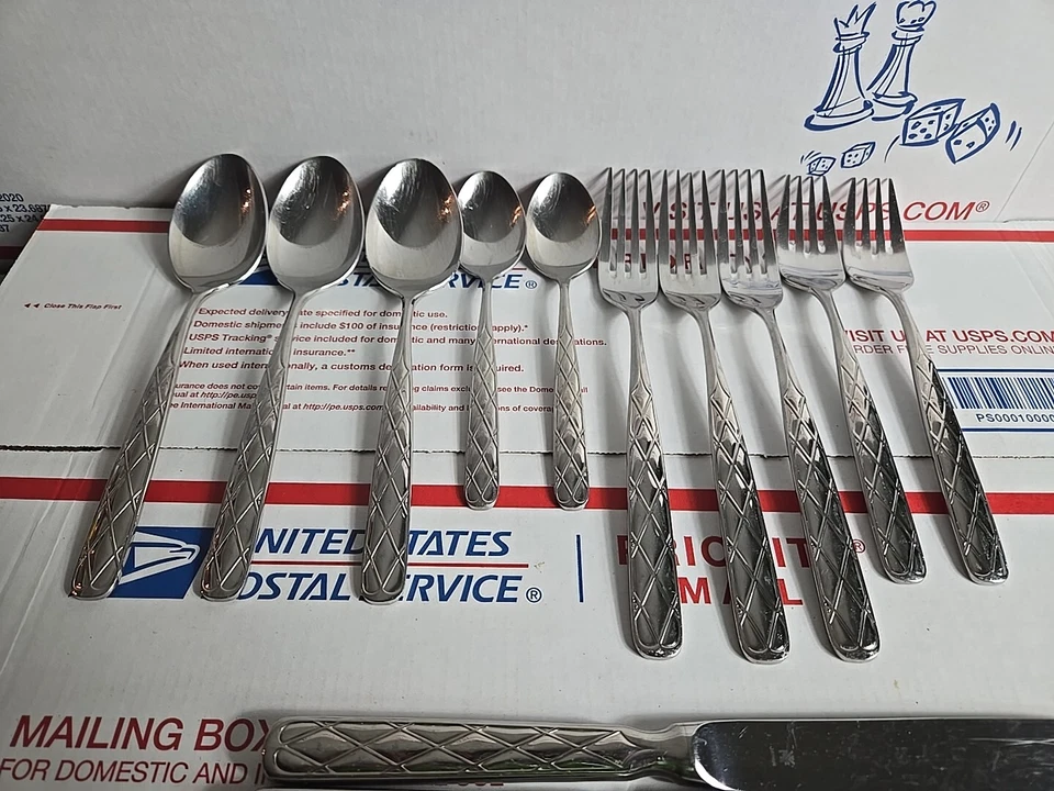 14 Pc WMF Cromargan Parquet 18/8 Japan Stainless Flatware Diamond Weave Foto 2 de 4