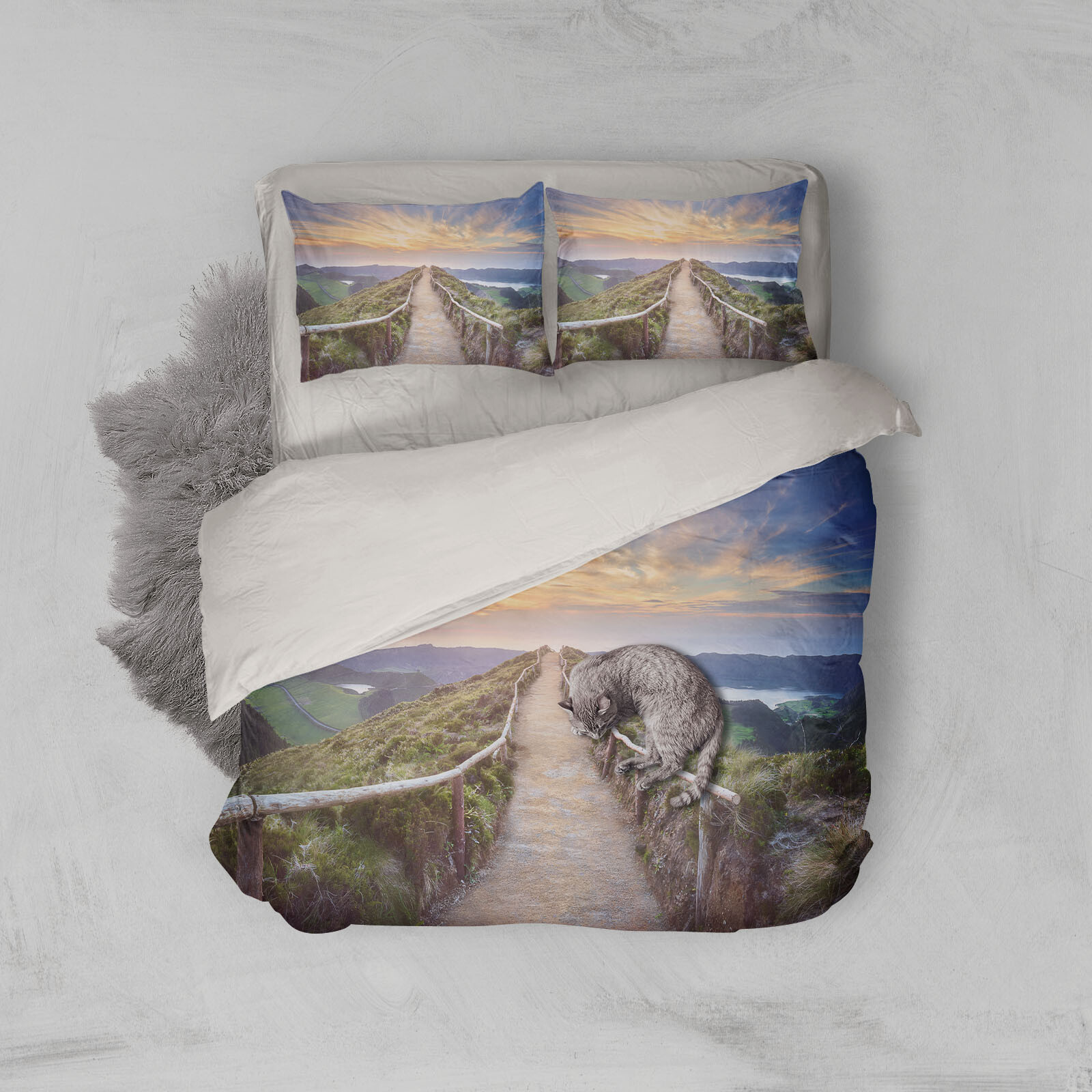 3D Mountain Road,Sunrise Quilt Cover Set Bedding Duvet Cover Pillow 3D Mountain Road,Sunrise Quilt Cover Set Bedding Duvet Cover Pillow