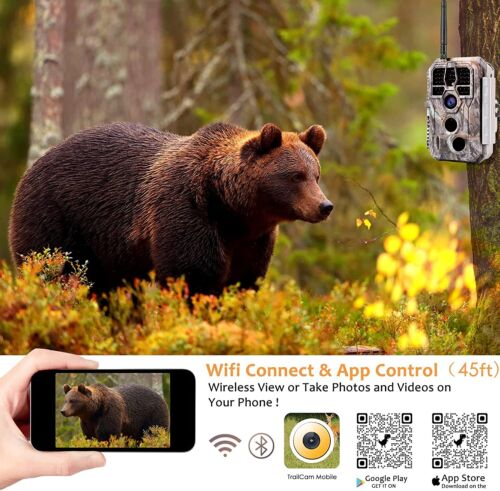 2 Pack Trail Game Camera Bluetooth Wifi 48MP 1296P No Glow Wildlife Hunting Cam - Picture 2 of 9