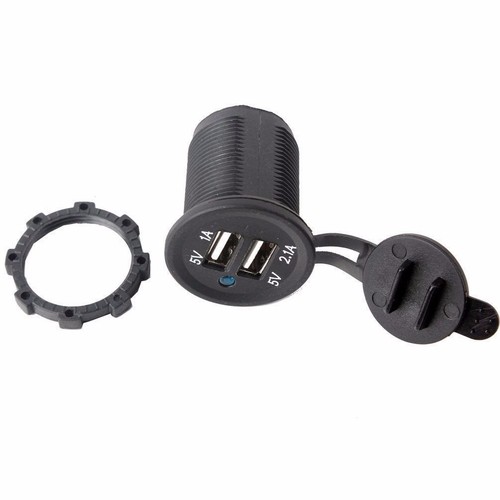 MARINE BOAT RV TRAILER BUS AUTO MOTORCYCLE WATERPROOF DUAL USB SOCKET CHARGER - Picture 3 of 4