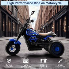 3Wheel 6V Kid Ride On Motorcycle Electric Toy With Colorful Light And Music Blue