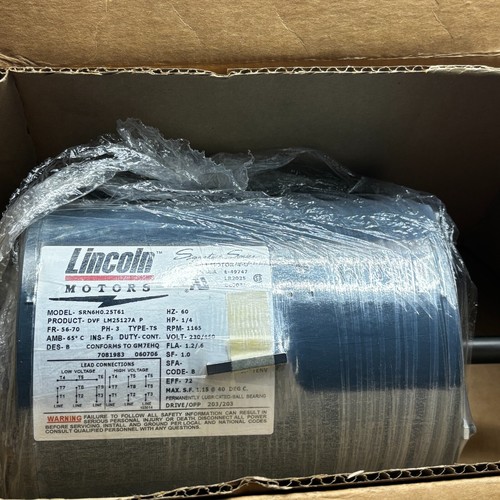 LINCOLN .25HP 1/4HP LM25127A SRN4H0.25T61 MOTOR CVF FR:56-60 PH3 1725 - Picture 3 of 13