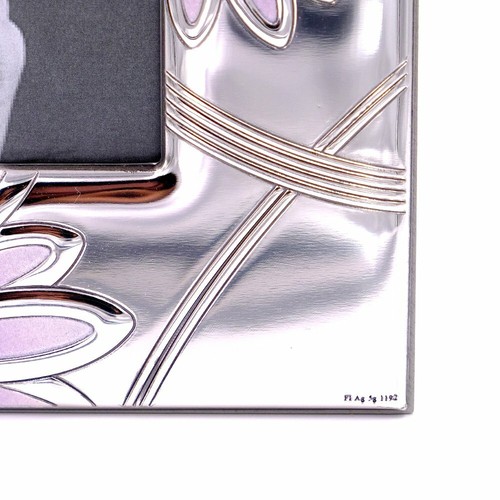Cornice Portafoto in Argento Bilaminato cm 18x24 Decoro Smaltato Margherite - Imagen 3 de 4